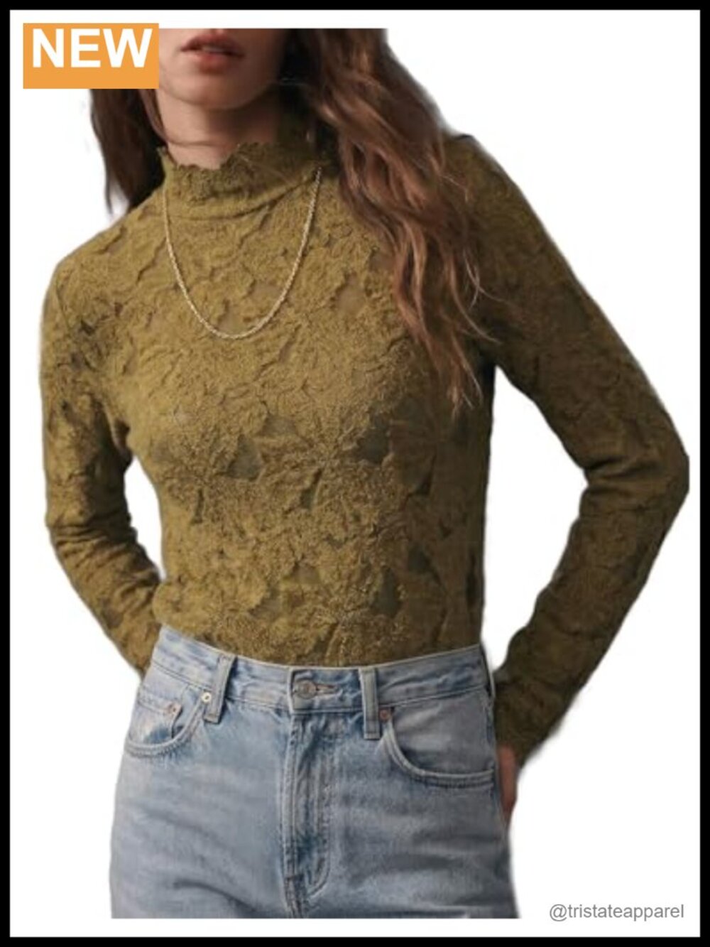 Women's Long Sleeve Floral Lace Blouse Mock Neck Bodycon Going Out Top
